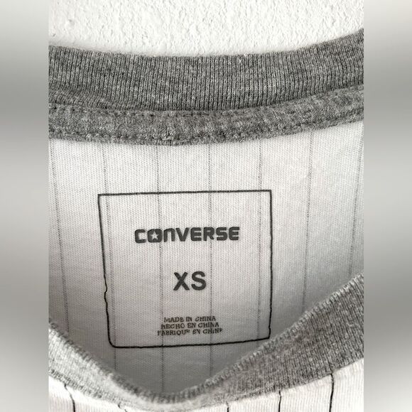 Converse striped gray and white baseball pocket t-shirt- Size XS UNISEX - Picture 2 of 8